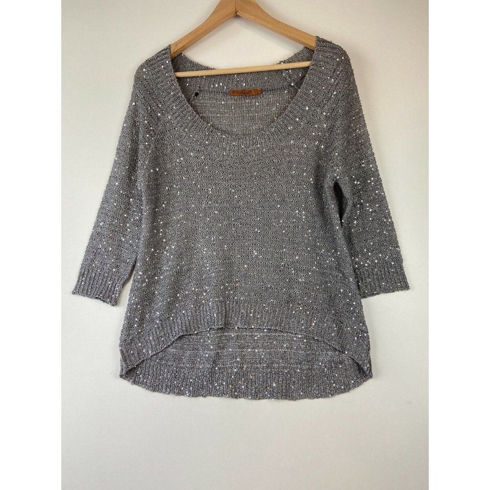 Beldini Women's Sequin Silver Pullover Size M